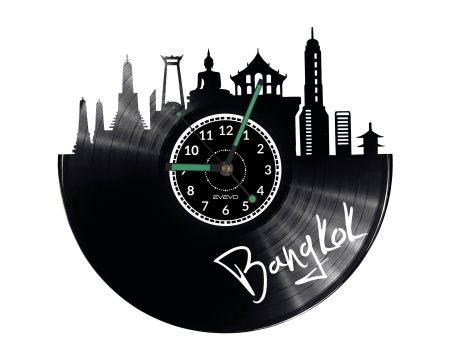 Bangkok Vinyl Zegar Ścienny Płyta Winylowa Nowoczesny Dekoracyjny Na Prezent Urodziny