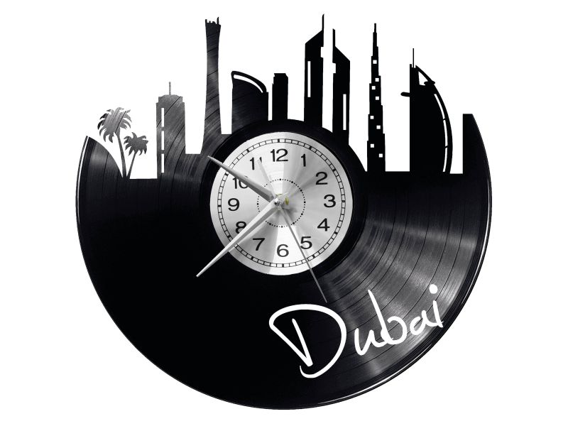 Dubaj Vinyl Zegar Ścienny Płyta Winylowa Nowoczesny Dekoracyjny Na Prezent Urodziny