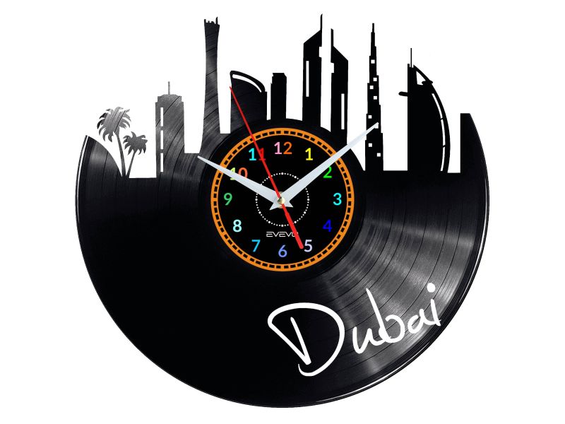 Dubaj Vinyl Zegar Ścienny Płyta Winylowa Nowoczesny Dekoracyjny Na Prezent Urodziny