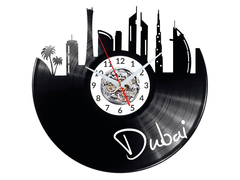 Dubaj Vinyl Zegar Ścienny Płyta Winylowa Nowoczesny Dekoracyjny Na Prezent Urodziny