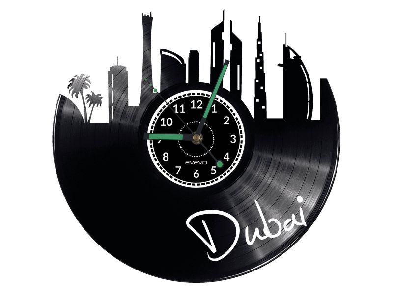 Dubaj Vinyl Zegar Ścienny Płyta Winylowa Nowoczesny Dekoracyjny Na Prezent Urodziny