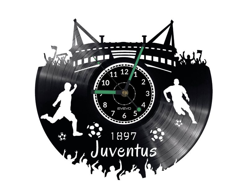 Juventus Vinyl Zegar Ścienny Płyta Winylowa Nowoczesny Dekoracyjny Na Prezent Urodziny