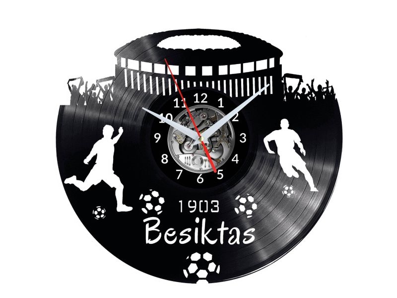 Besiktas Vinyl Zegar Ścienny Płyta Winylowa Nowoczesny Dekoracyjny Na Prezent Urodziny