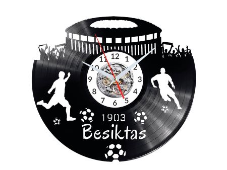 Besiktas Vinyl Zegar Ścienny Płyta Winylowa Nowoczesny Dekoracyjny Na Prezent Urodziny