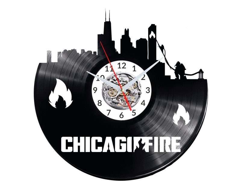 ChicagoFire Vinyl Zegar Ścienny Płyta Winylowa Nowoczesny Dekoracyjny Na Prezent Urodziny