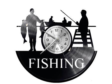 Fishing Vinyl Zegar Ścienny Płyta Winylowa Nowoczesny Dekoracyjny Na Prezent Urodziny