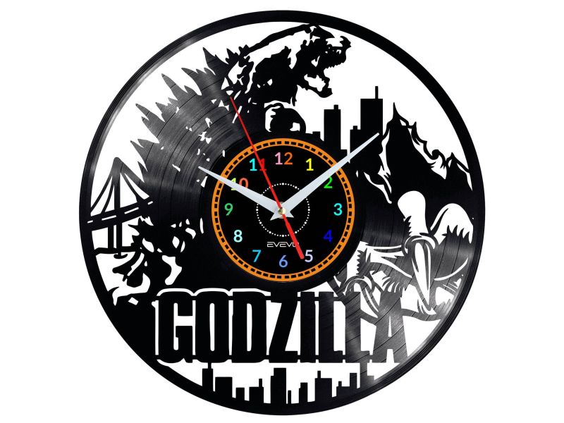 Godzilla Vinyl Zegar Ścienny Płyta Winylowa Nowoczesny Dekoracyjny Na Prezent Urodziny