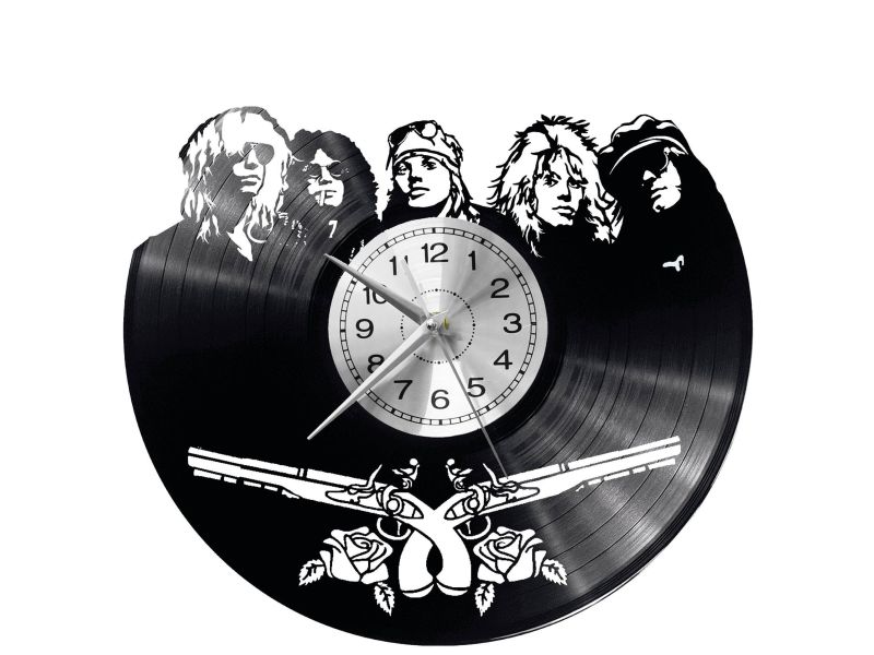 GUNS AND ROSES Vinyl Zegar Ścienny Płyta Winylowa Nowoczesny Dekoracyjny Na Prezent Urodziny