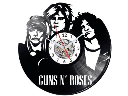 GUNS AND ROSES Vinyl Zegar Ścienny Płyta Winylowa Nowoczesny Dekoracyjny Na Prezent Urodziny