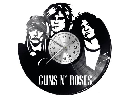 GUNS AND ROSES Vinyl Zegar Ścienny Płyta Winylowa Nowoczesny Dekoracyjny Na Prezent Urodziny