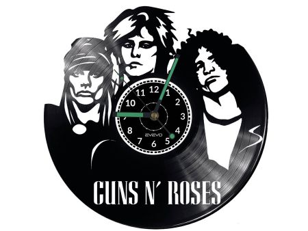 GUNS AND ROSES Vinyl Zegar Ścienny Płyta Winylowa Nowoczesny Dekoracyjny Na Prezent Urodziny