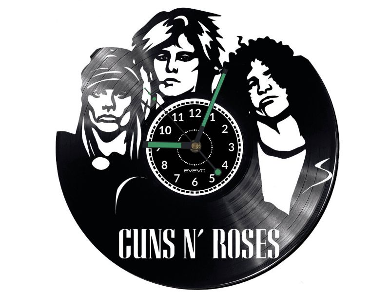 GUNS AND ROSES Vinyl Zegar Ścienny Płyta Winylowa Nowoczesny Dekoracyjny Na Prezent Urodziny