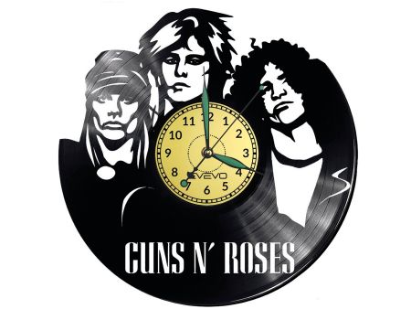 GUNS AND ROSES Vinyl Zegar Ścienny Płyta Winylowa Nowoczesny Dekoracyjny Na Prezent Urodziny