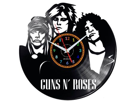 GUNS AND ROSES Vinyl Zegar Ścienny Płyta Winylowa Nowoczesny Dekoracyjny Na Prezent Urodziny