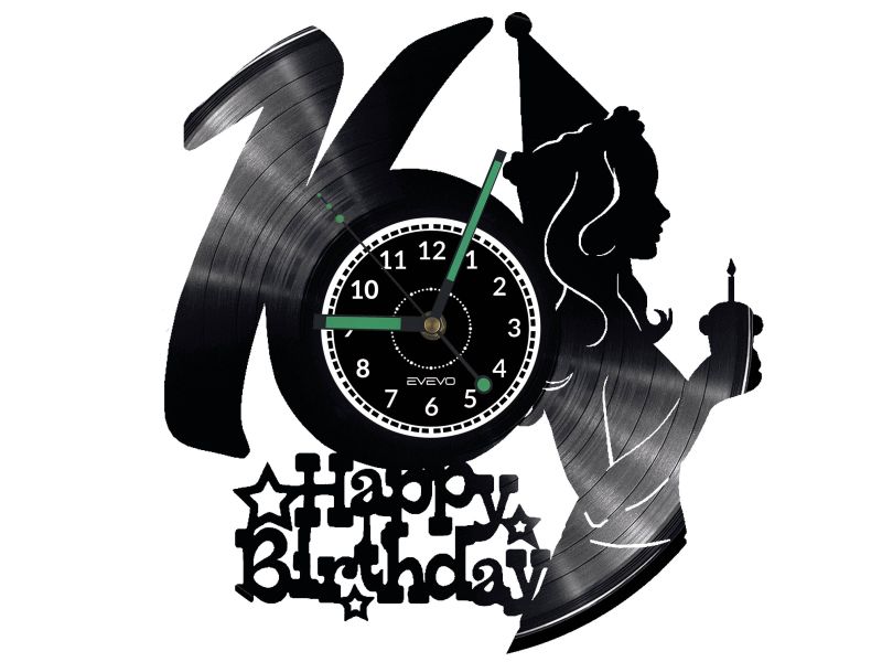 HAPPY BIRTHDAY Vinyl Zegar Ścienny Płyta Winylowa Nowoczesny Dekoracyjny Na Prezent Urodziny