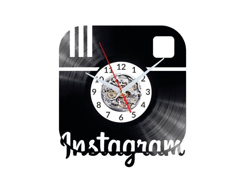 INSTAGRAM Vinyl Zegar Ścienny Płyta Winylowa Nowoczesny Dekoracyjny Na Prezent Urodziny