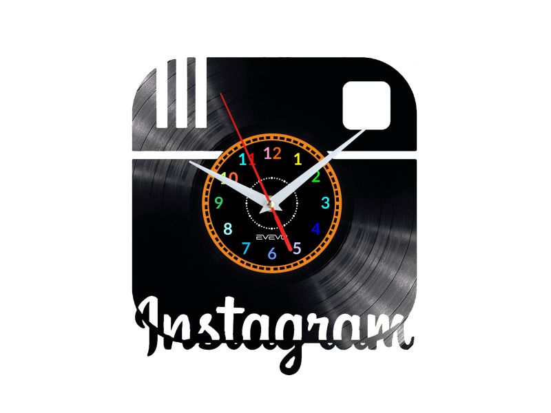 INSTAGRAM Vinyl Zegar Ścienny Płyta Winylowa Nowoczesny Dekoracyjny Na Prezent Urodziny