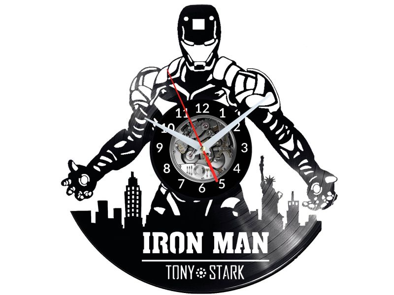 IRON MAN Vinyl Zegar Ścienny Płyta Winylowa Nowoczesny Dekoracyjny Na Prezent Urodziny