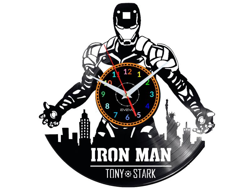 IRON MAN Vinyl Zegar Ścienny Płyta Winylowa Nowoczesny Dekoracyjny Na Prezent Urodziny