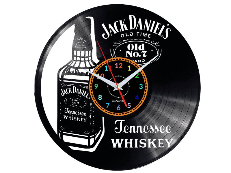 JACK DANIEL’S OLD Vinyl Zegar Ścienny Płyta Winylowa Nowoczesny Dekoracyjny Na Prezent Urodziny