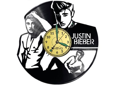 JUSTIN BIEBER Vinyl Zegar Ścienny Płyta Winylowa Nowoczesny Dekoracyjny Na Prezent Urodziny