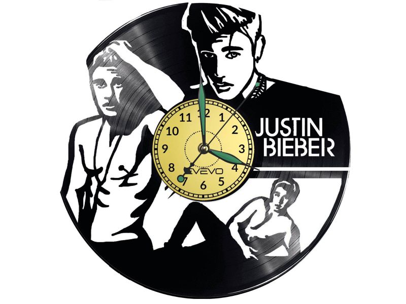 JUSTIN BIEBER Vinyl Zegar Ścienny Płyta Winylowa Nowoczesny Dekoracyjny Na Prezent Urodziny