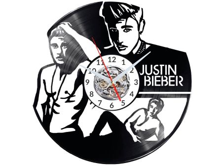 JUSTIN BIEBER Vinyl Zegar Ścienny Płyta Winylowa Nowoczesny Dekoracyjny Na Prezent Urodziny