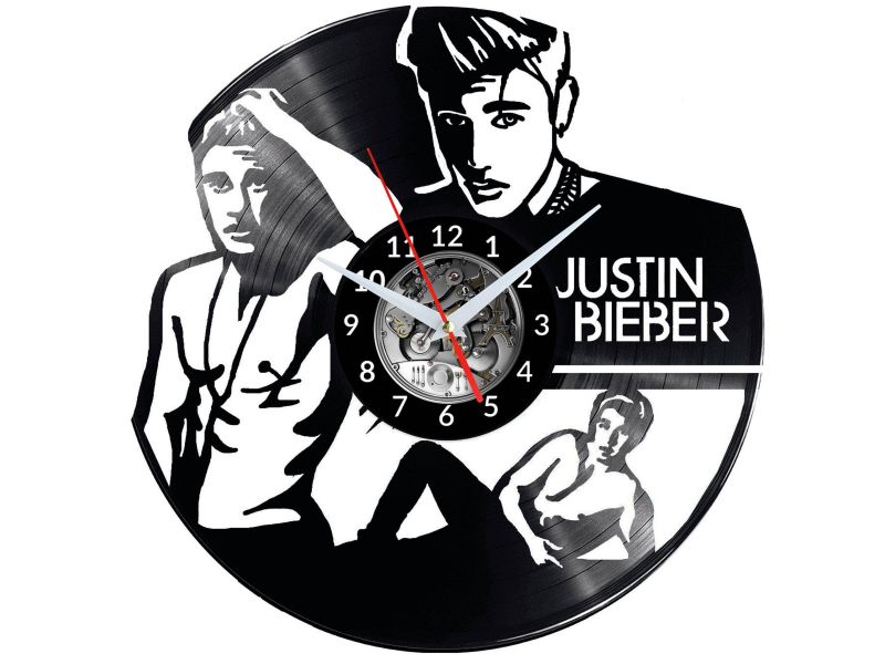 JUSTIN BIEBER Vinyl Zegar Ścienny Płyta Winylowa Nowoczesny Dekoracyjny Na Prezent Urodziny