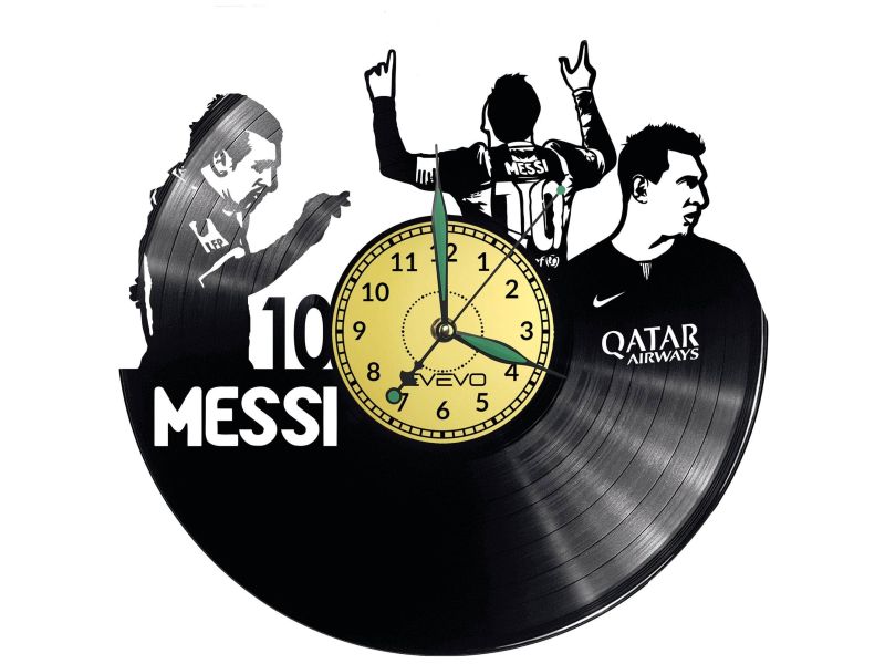 LIONEL MESSI FC BARSELONA Vinyl Zegar Ścienny Płyta Winylowa Nowoczesny Dekoracyjny Na Prezent Urodziny