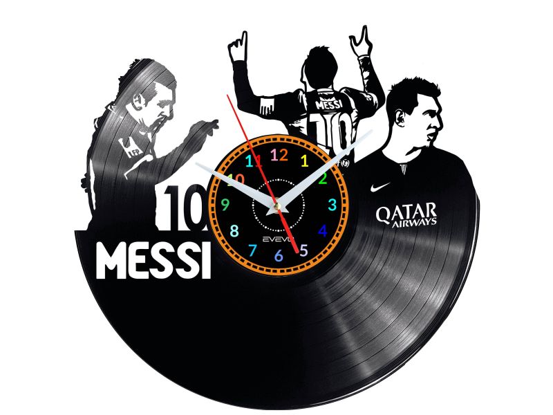 LIONEL MESSI FC BARSELONA Vinyl Zegar Ścienny Płyta Winylowa Nowoczesny Dekoracyjny Na Prezent Urodziny