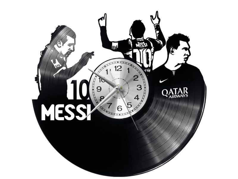 LIONEL MESSI FC BARSELONA Vinyl Zegar Ścienny Płyta Winylowa Nowoczesny Dekoracyjny Na Prezent Urodziny