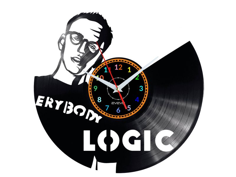 Logic Musician Vinyl Zegar Ścienny Płyta Winylowa Nowoczesny Dekoracyjny Na Prezent Urodziny