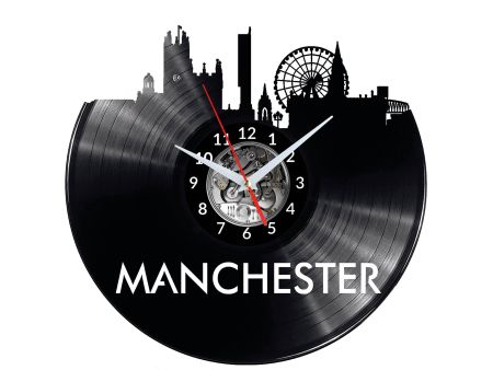 MANCHESTER Vinyl Zegar Ścienny Płyta Winylowa Nowoczesny Dekoracyjny Na Prezent Urodziny