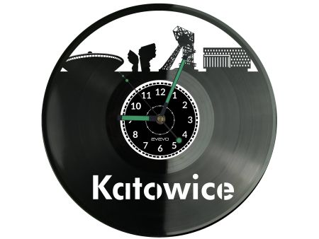 Katowice Vinyl Zegar Ścienny Płyta Winylowa Nowoczesny Dekoracyjny Na Prezent Urodziny