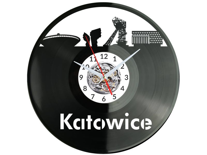 Katowice Vinyl Zegar Ścienny Płyta Winylowa Nowoczesny Dekoracyjny Na Prezent Urodziny