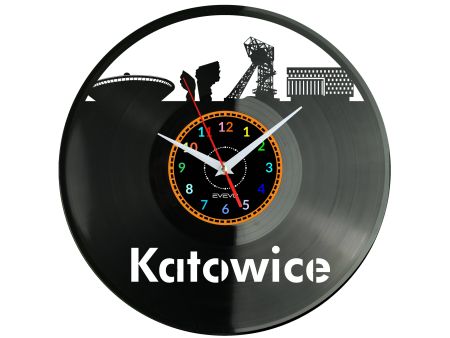 Katowice Vinyl Zegar Ścienny Płyta Winylowa Nowoczesny Dekoracyjny Na Prezent Urodziny