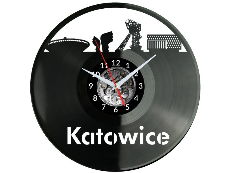 Katowice Vinyl Zegar Ścienny Płyta Winylowa Nowoczesny Dekoracyjny Na Prezent Urodziny