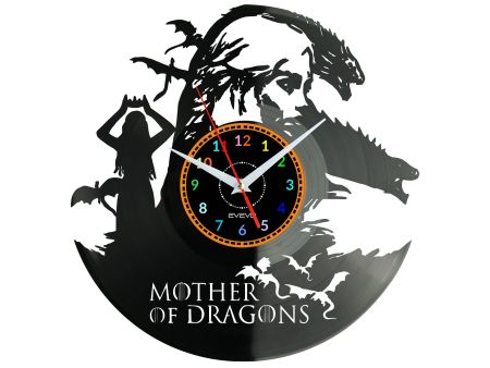 MOTHER OF DRAGONS Vinyl Zegar Ścienny Płyta Winylowa Nowoczesny Dekoracyjny Na Prezent Urodziny