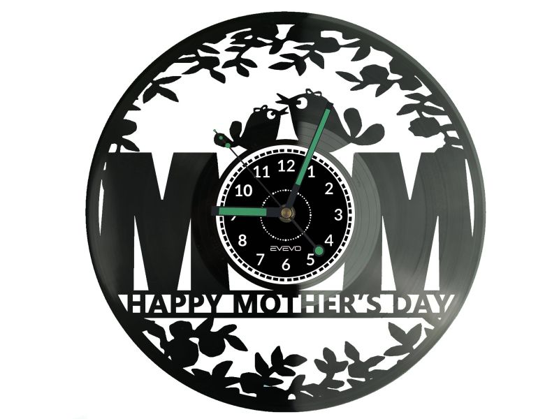 MOTHER’S DAY Vinyl Zegar Ścienny Płyta Winylowa Nowoczesny Dekoracyjny Na Prezent Urodziny