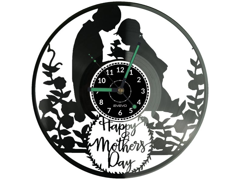 MOTHER’S DAY Vinyl Zegar Ścienny Płyta Winylowa Nowoczesny Dekoracyjny Na Prezent Urodziny