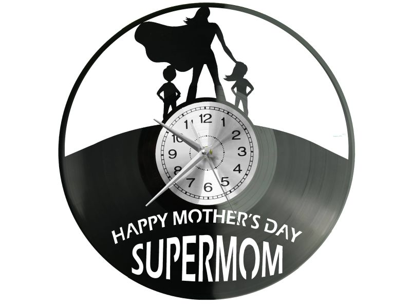 MOTHER’S DAY Vinyl Zegar Ścienny Płyta Winylowa Nowoczesny Dekoracyjny Na Prezent Urodziny