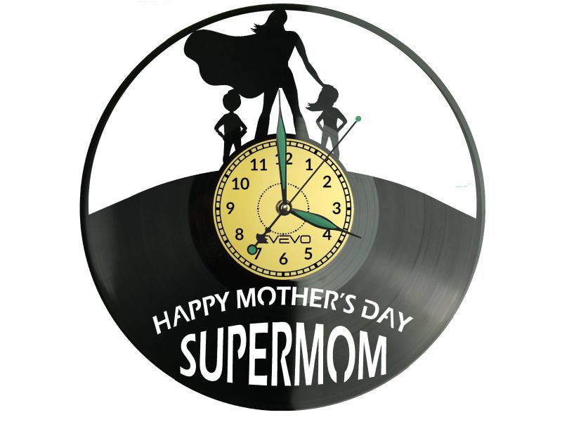 MOTHER’S DAY Vinyl Zegar Ścienny Płyta Winylowa Nowoczesny Dekoracyjny Na Prezent Urodziny