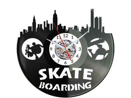 Skateboard Vinyl Zegar Ścienny Płyta Winylowa Nowoczesny Dekoracyjny Na Prezent Urodziny