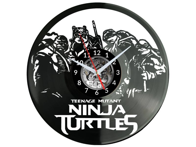 NINJA TURTLES Vinyl Zegar Ścienny Płyta Winylowa Nowoczesny Dekoracyjny Na Prezent Urodziny