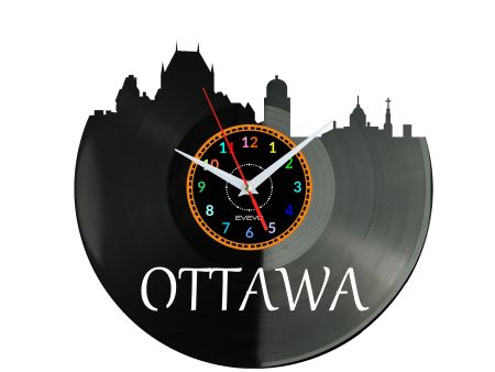 OTTAWA Vinyl Zegar Ścienny Płyta Winylowa Nowoczesny Dekoracyjny Na Prezent Urodziny