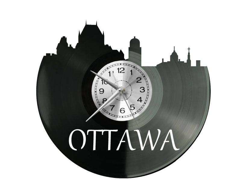 OTTAWA Vinyl Zegar Ścienny Płyta Winylowa Nowoczesny Dekoracyjny Na Prezent Urodziny