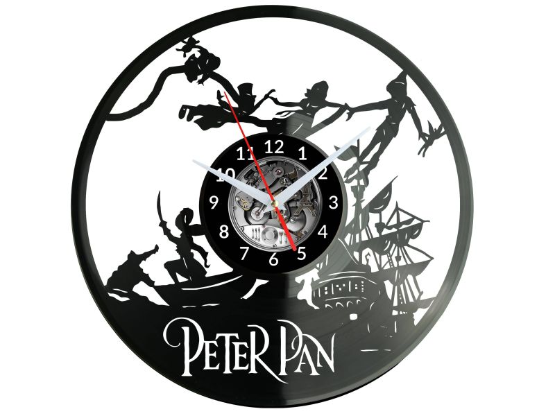 PETER PAN Vinyl Zegar Ścienny Płyta Winylowa Nowoczesny Dekoracyjny Na Prezent Urodziny+