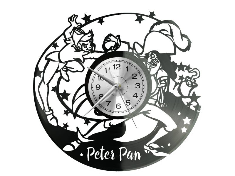 PETER PAN Vinyl Zegar Ścienny Płyta Winylowa Nowoczesny Dekoracyjny Na Prezent Urodziny