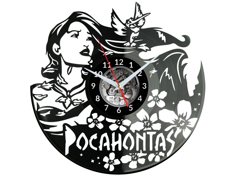 POCAHONTAS  Vinyl Zegar Ścienny Płyta Winylowa Nowoczesny Dekoracyjny Na Prezent Urodziny