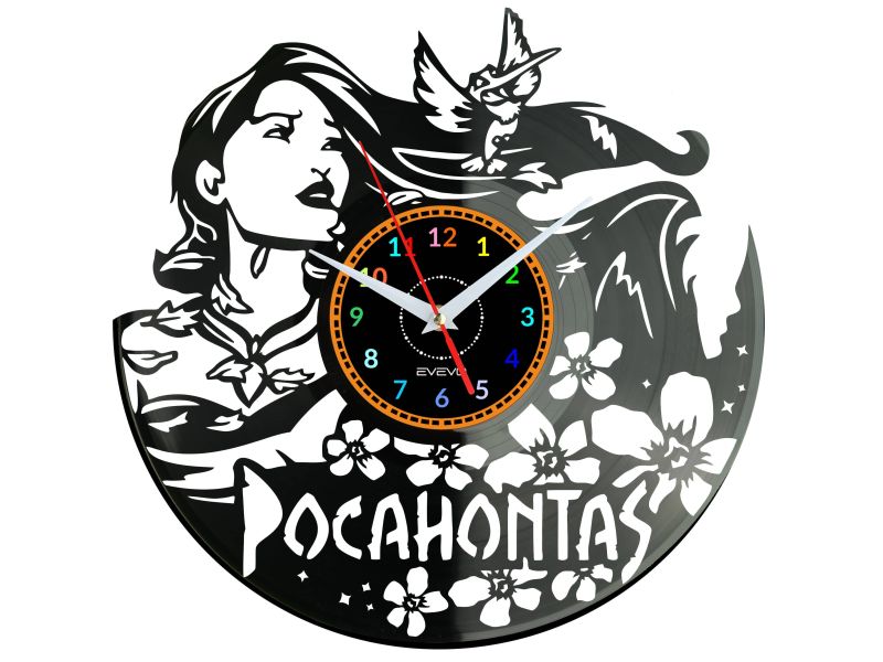 POCAHONTAS  Vinyl Zegar Ścienny Płyta Winylowa Nowoczesny Dekoracyjny Na Prezent Urodziny